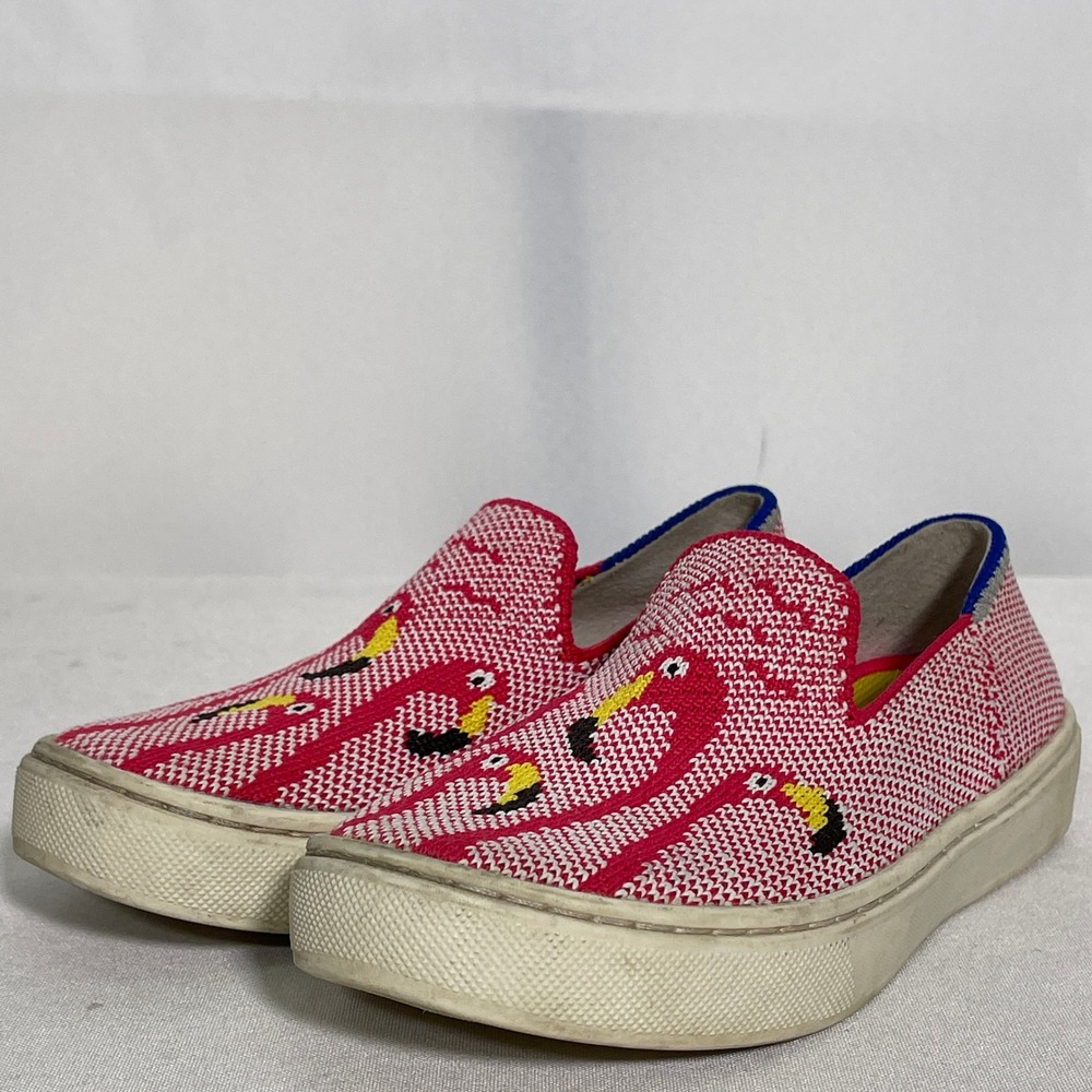 Rothy's The Sneaker Pink Flamingo Knit Slip On Shoes Kids Toddler Sz 12 - Picture 2 of 10